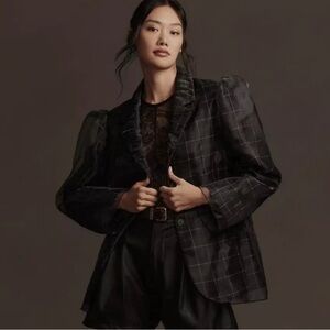 Elegant Black Checkered Blazer